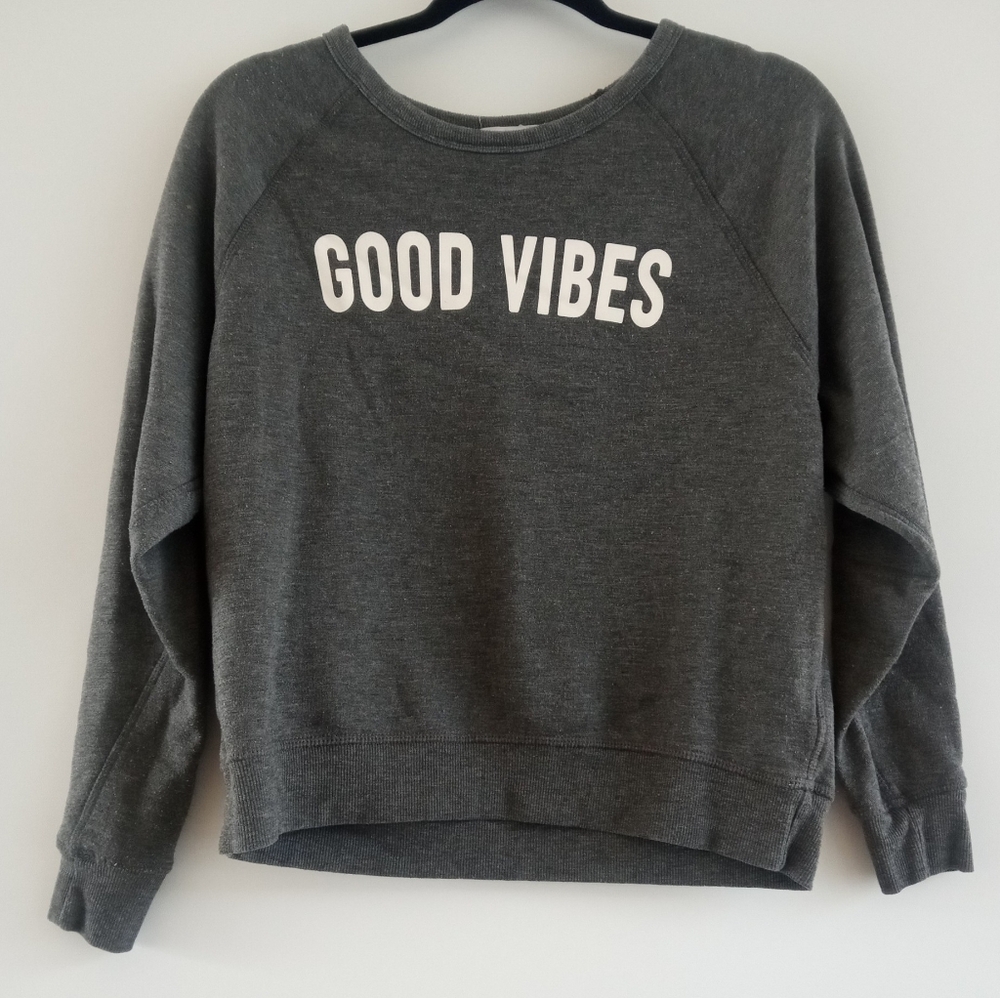 Grayson Threads Gray Good Vibes Graphic Pullover Sweatshirt Size Medium - Picture 7 of 12